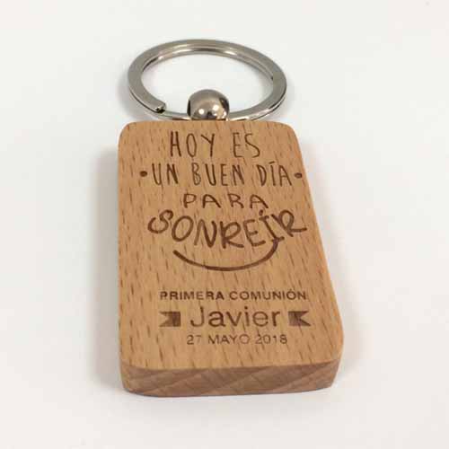 llaveros para comunion de madera baratos marcado en láser para regalo de invitados