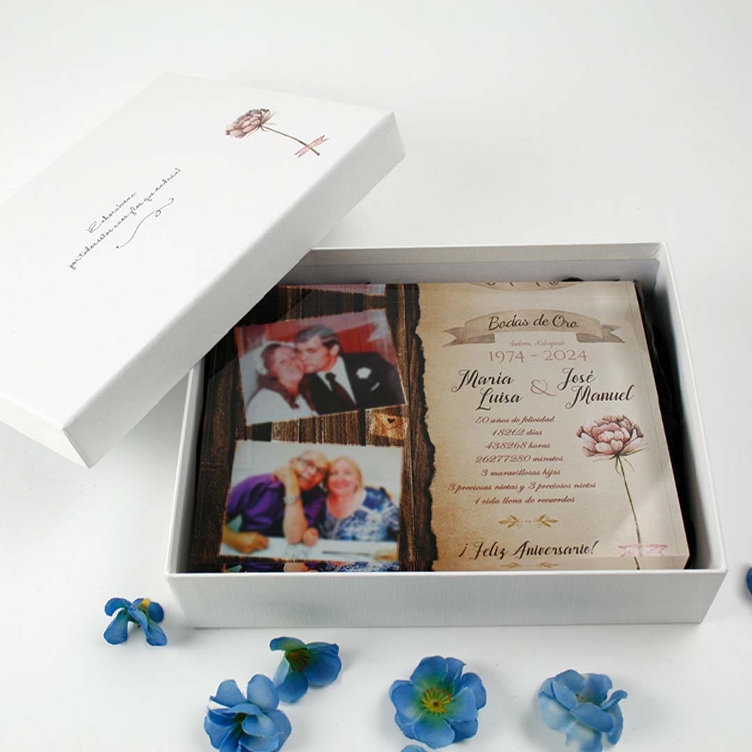 placa de metacrilato personalizada para regalar en bodas de oro