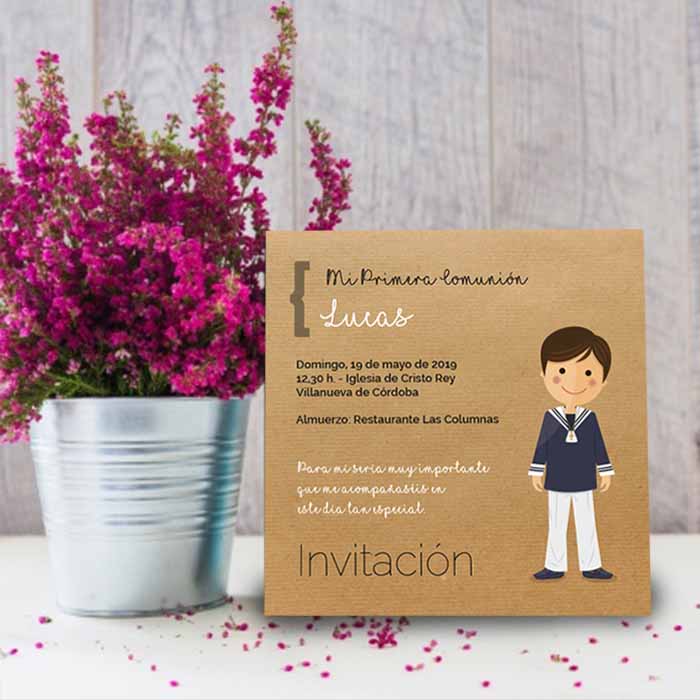 Invitación para Primera Comunión Kraft Niño - Imagen 9
