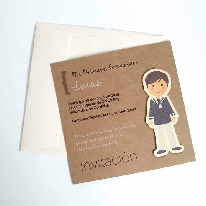 Invitación para Primera Comunión Kraft Niño - Imagen 3
