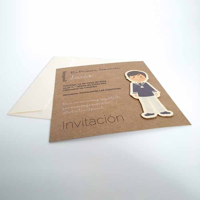 Invitación para Primera Comunión Kraft Niño - Imagen 4
