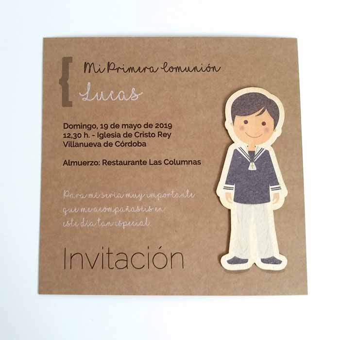 Invitación para Primera Comunión Kraft Niño - Imagen 6