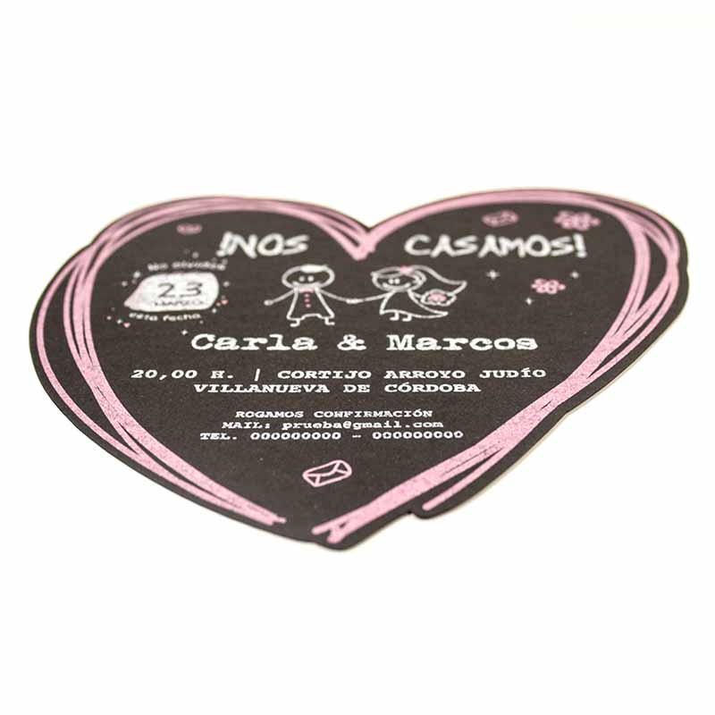 invitación para boda modelo corazón