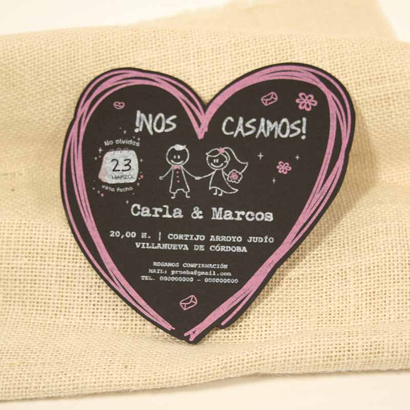 invitacion de boda en forma de corazon