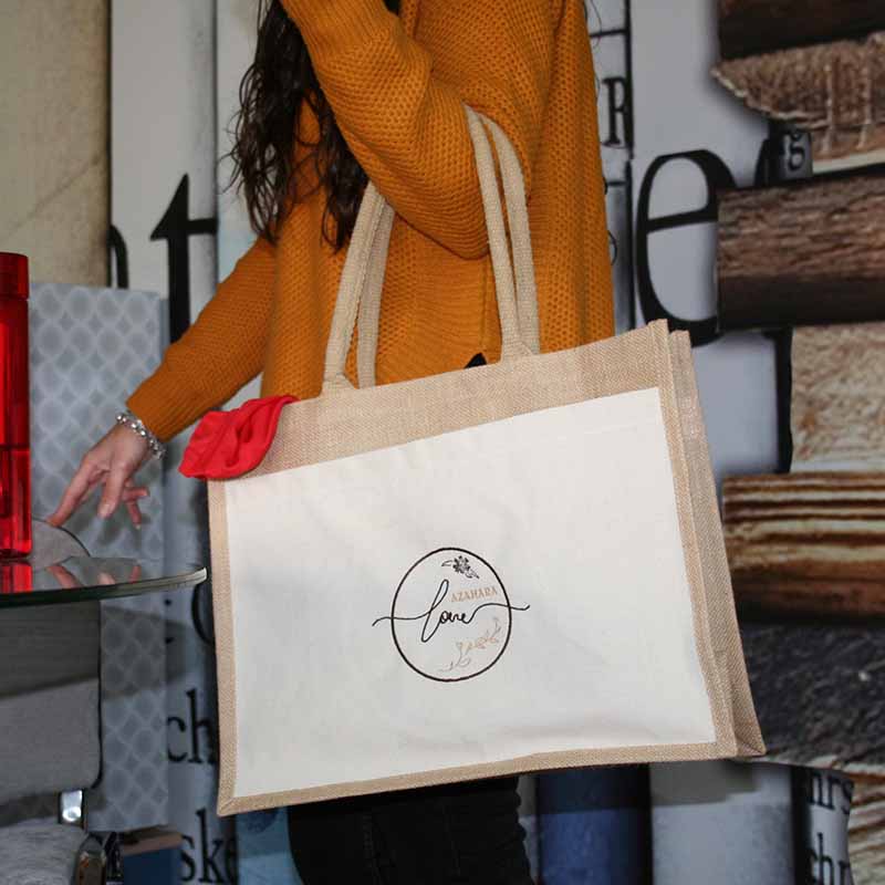 Regalos San Valentin mujer: Bolsa yute bordada - Imagen 2