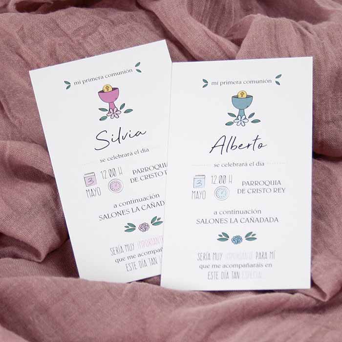 invi20-113-10 dos modelos de invitaciones comunión baratas