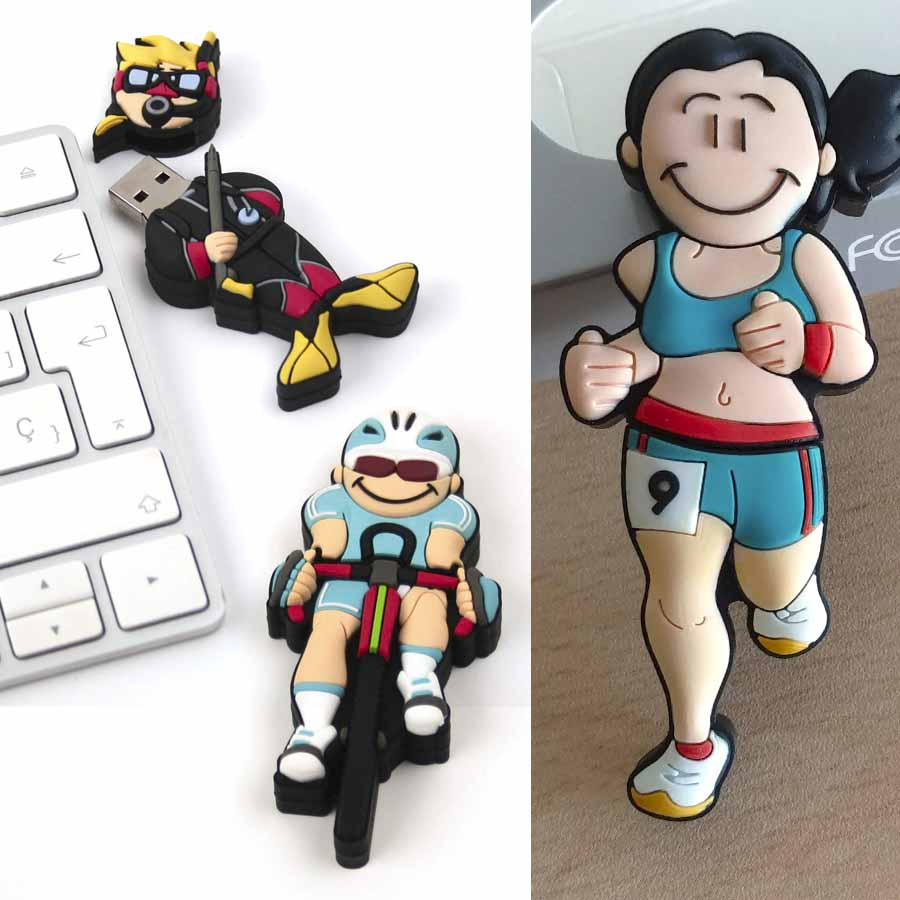 Pendrives personalizados de ciclismo, tenis, atletismo y otros deportes