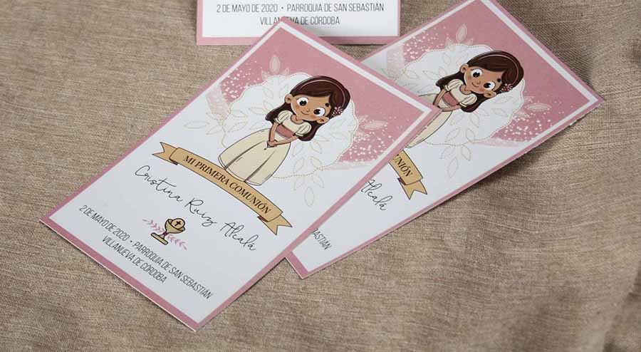 estampas personalizadas con nombre, fecha y textos para comuniones