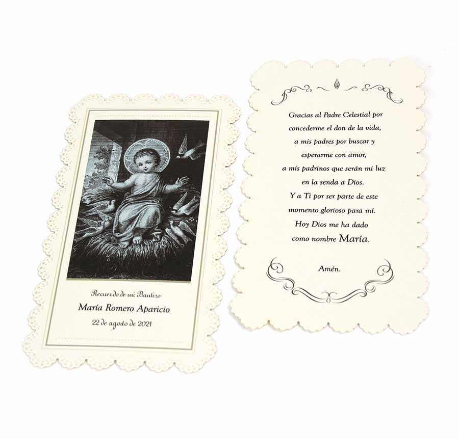 RE-BA201-6 recuerdos bautizo estampas o invitaciones troqueladas muy originales para regalo de tus invitados