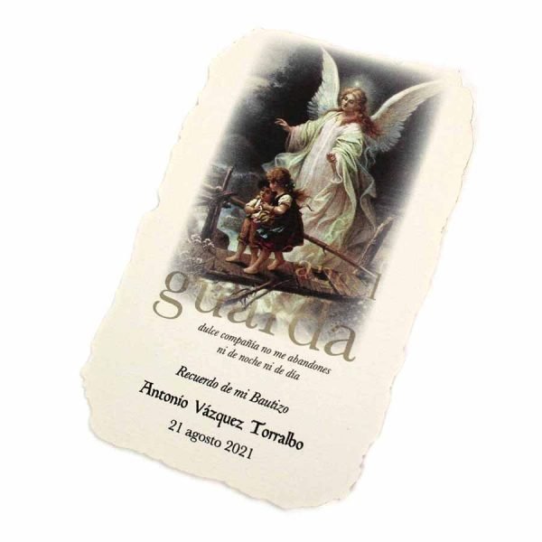 RE-BA204-2 tarjeta recordatorio con imagen y oración de angel de la guarda para bautizo