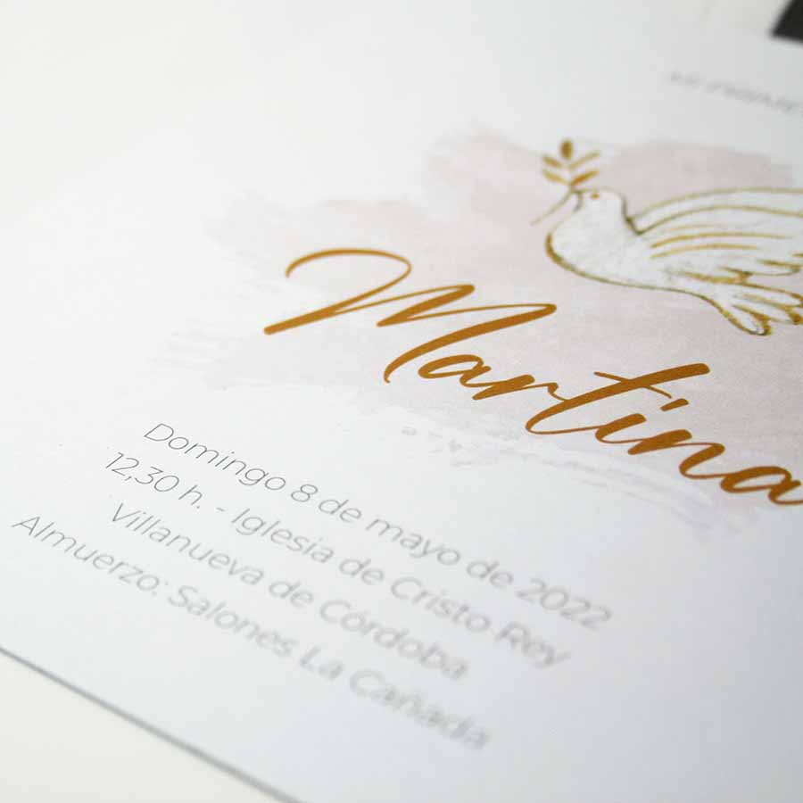 Invitación de comunión original en acuarela "Paloma" - Imagen 2