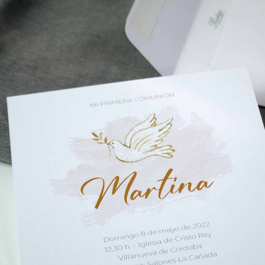 Invitación de comunión original en acuarela "Paloma" - Imagen 4