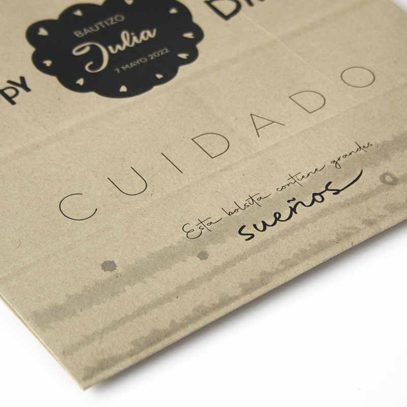 detalle impresión sobre bolsa de papel para bautizo