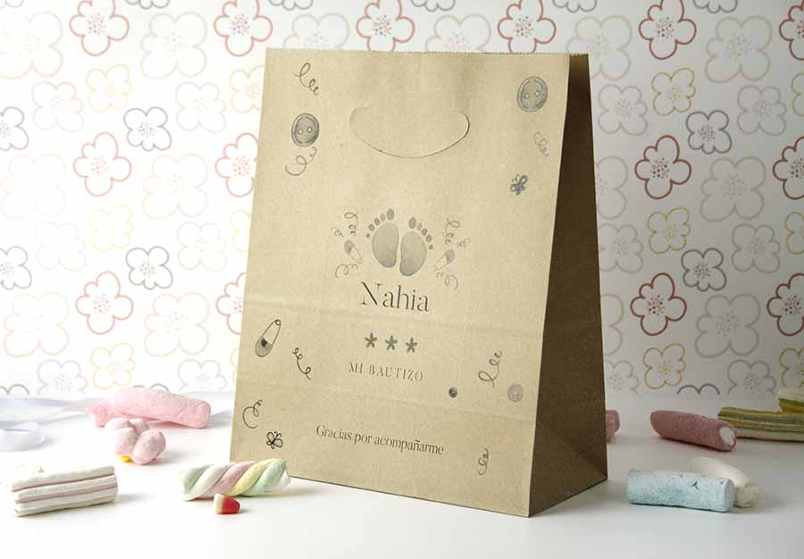 bolsas-para-recuerdos-de-bautizo-d Bolsitas de papel reciclado personalizadas a una tinta y una cara