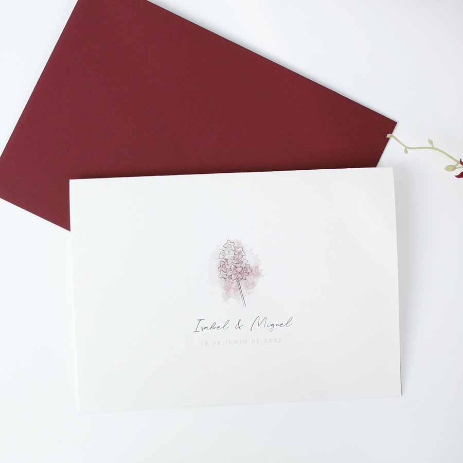 invitacion a boda muy elegante con dibujo de flor