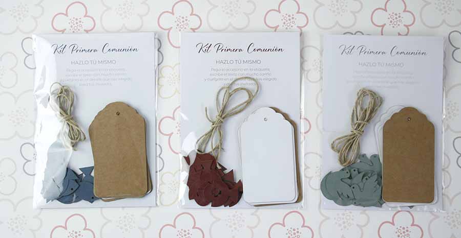 kit de bonitas y baratas etiquetas para comunion para rellenar a mano y hacer los regalos más personales