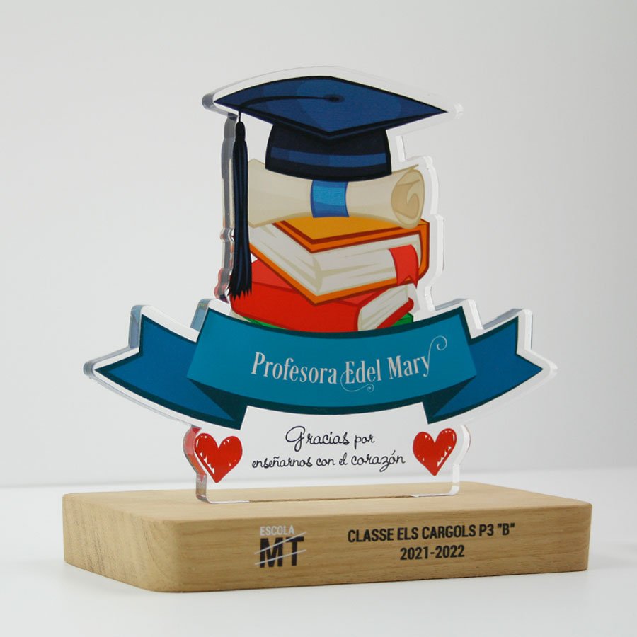 placa-agradecimiento-profesora regalos diseñados de manera especial como regalo de fin de curso para maestra de infantil