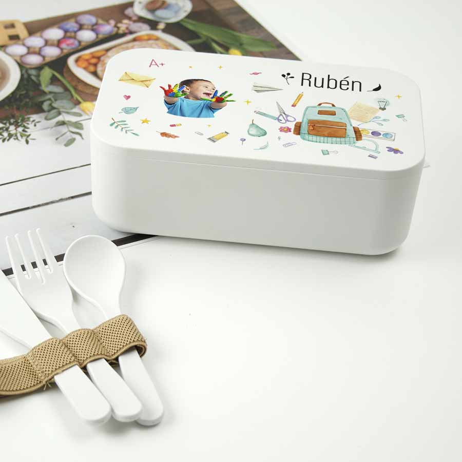 fiambrera personalizada para niños con fotografía y nombre
