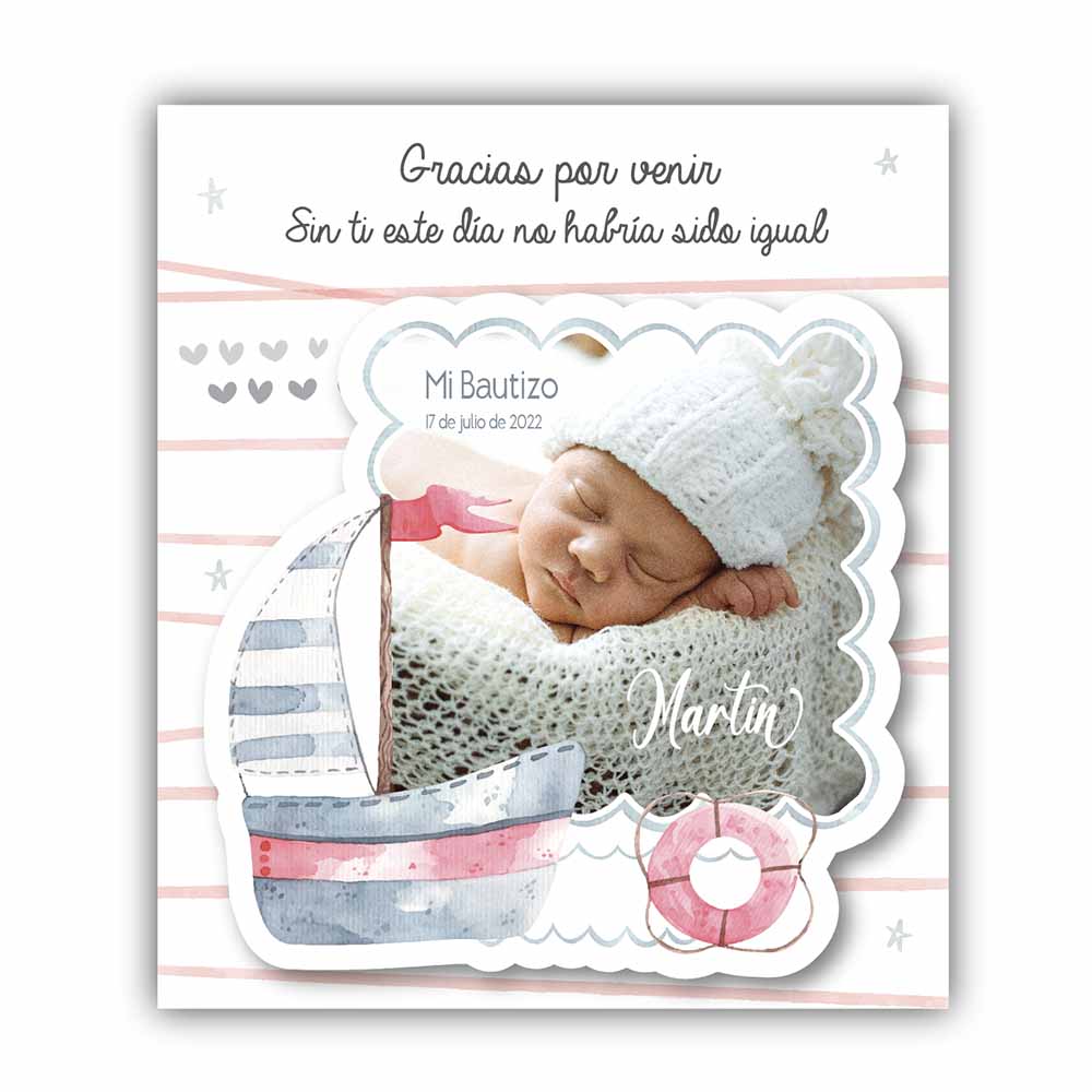 iman personalizado con foto de bebe y nombre para regalar a invitados a Bautizo
