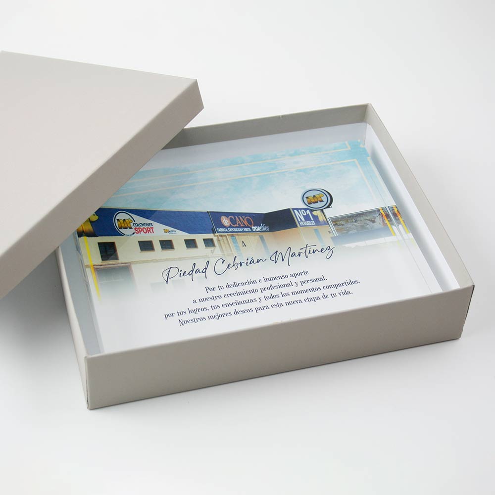 caja presentación placas metacrilato