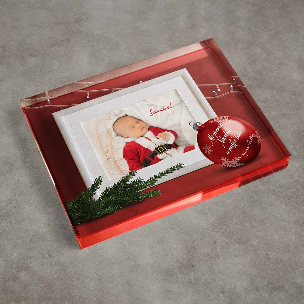 placa-bebe-navidad-3 original placa de metacrilato con fotografía, qué regalar a los abuelos en Navidad, regalos originales personalizados