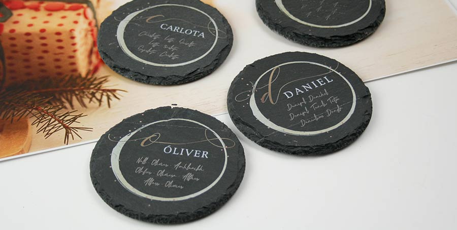 posavasos de pizarra personalizados con nombre