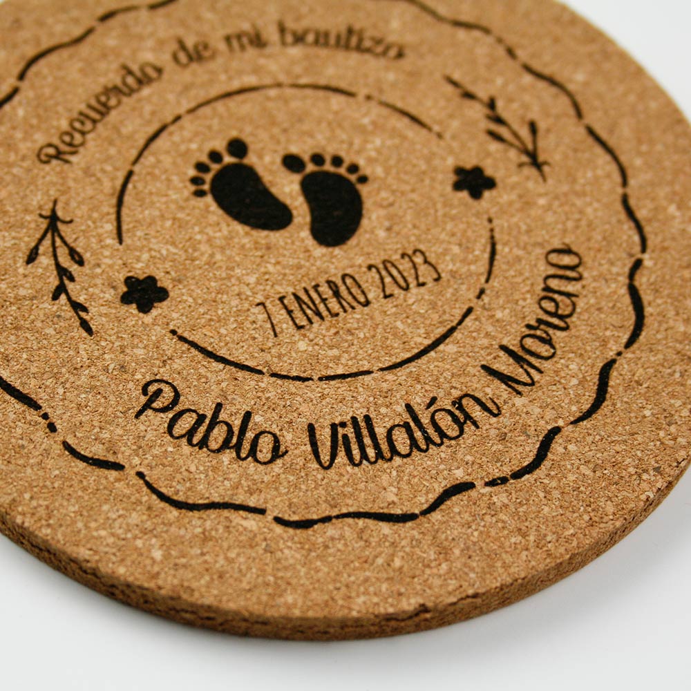 posavasos personalizados corcho bautizo