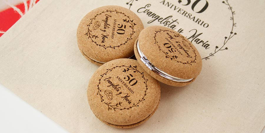 espejos de corcho como detalles para aniversarios de bodas