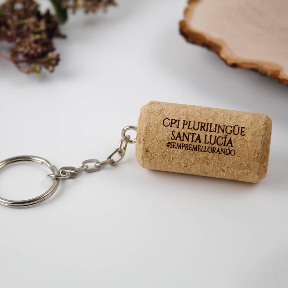 llavero corcho, regalos para colegios ampas y asociaciones