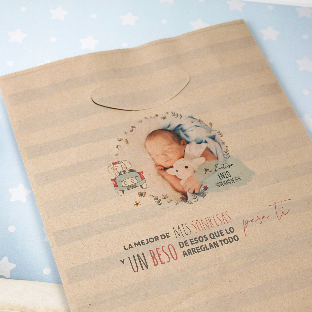 bolsas de papel para bautizo con foto