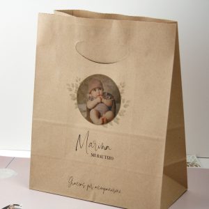 Bolsita regalo con foto para bautizo