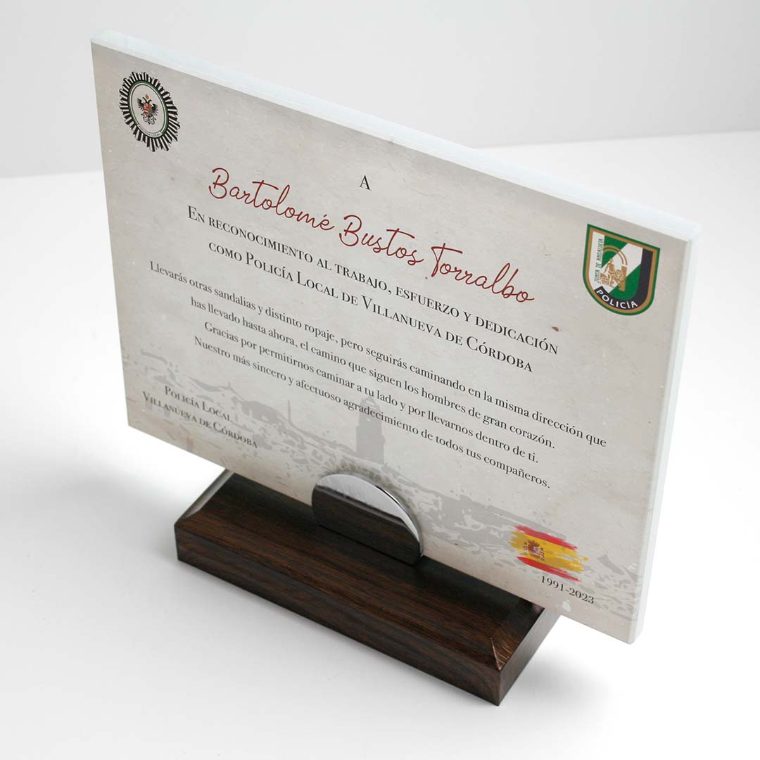 placa homenaje policia personalizada