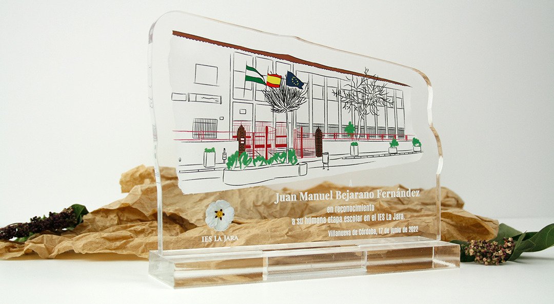 placa-regalo-personalizada-metacrilato recuerdo de graduación para profesores o alumnos