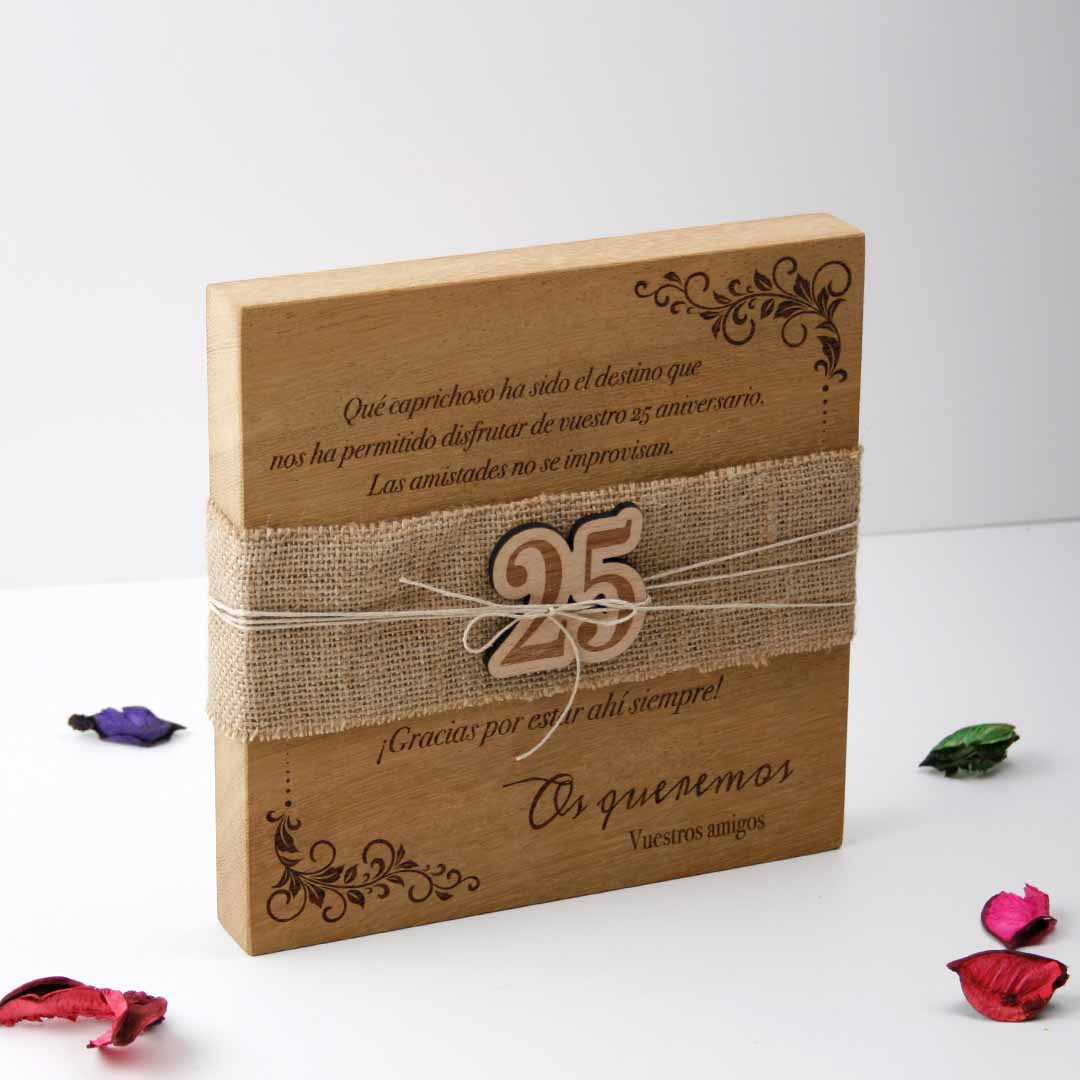 placa-bodas-plata-04 tacos de madera personalizados para aniversarios