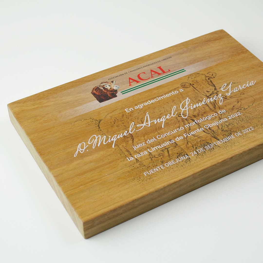 placa grabada personalizada de madera original
