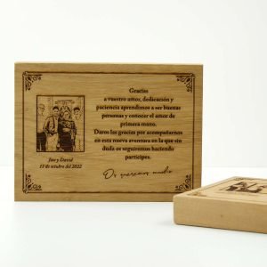 Placa agradecimiento a padres personalizada en madera