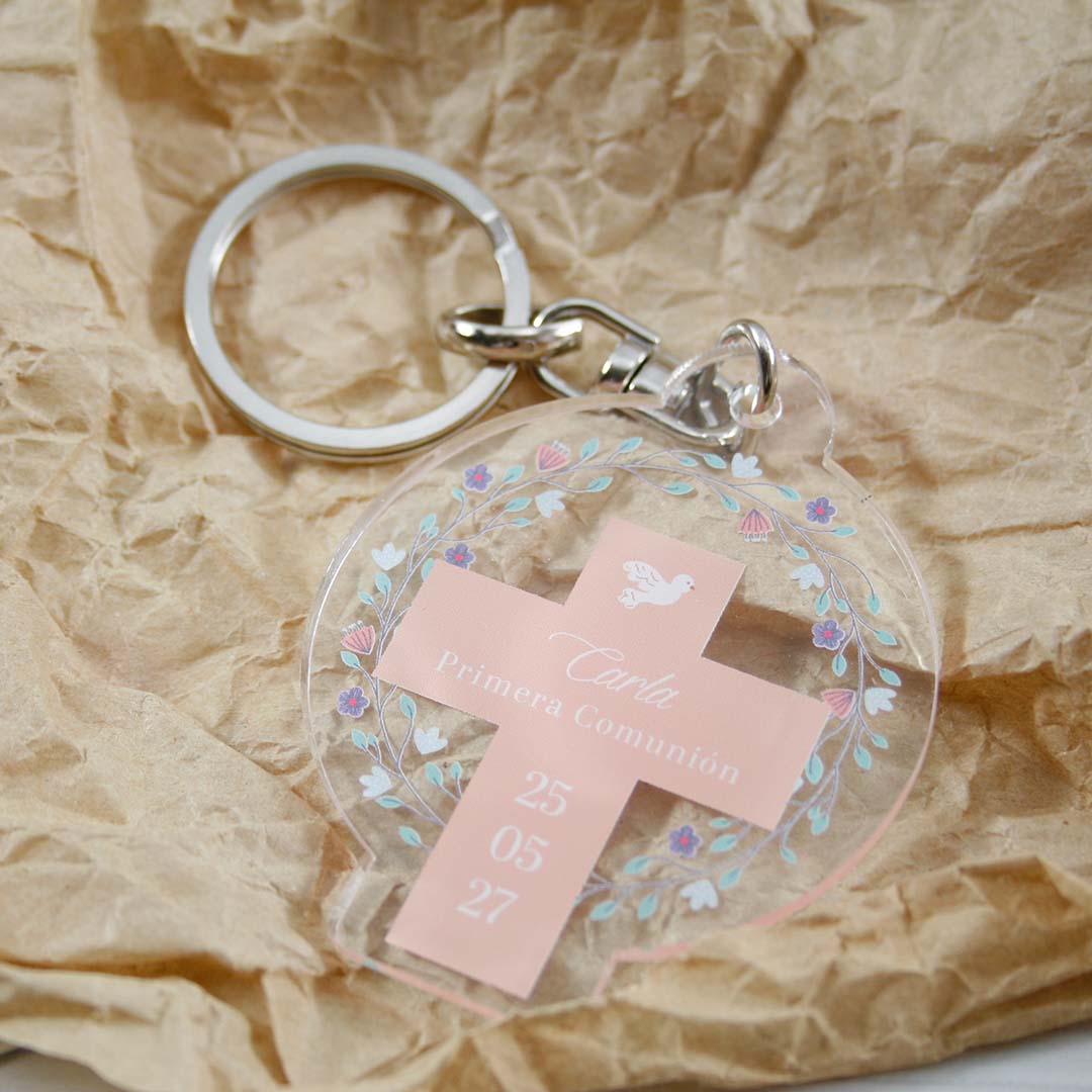 llaveros personalizados como regalos a invitados de comuniones