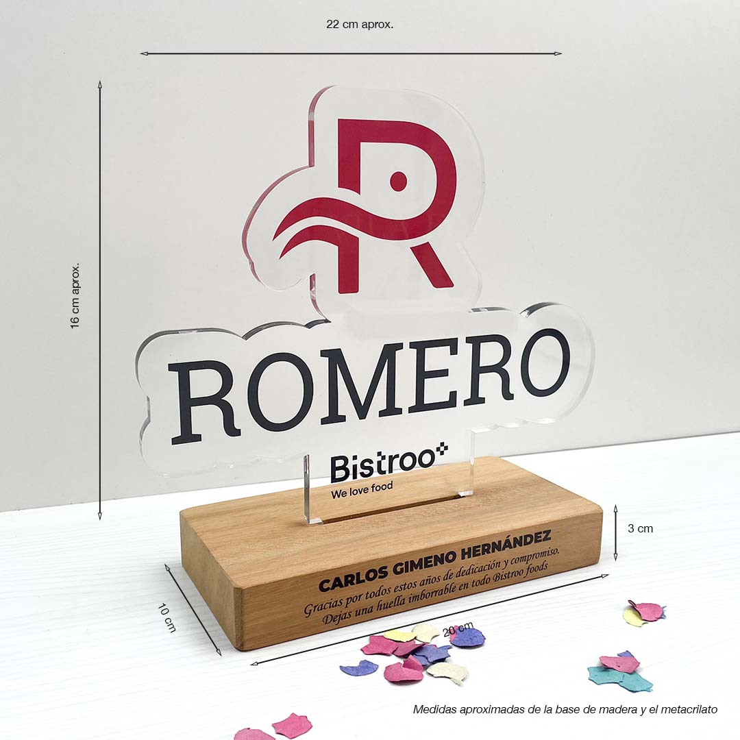 medidas placa de metacrilato y madera diseñada y personalizada a medida