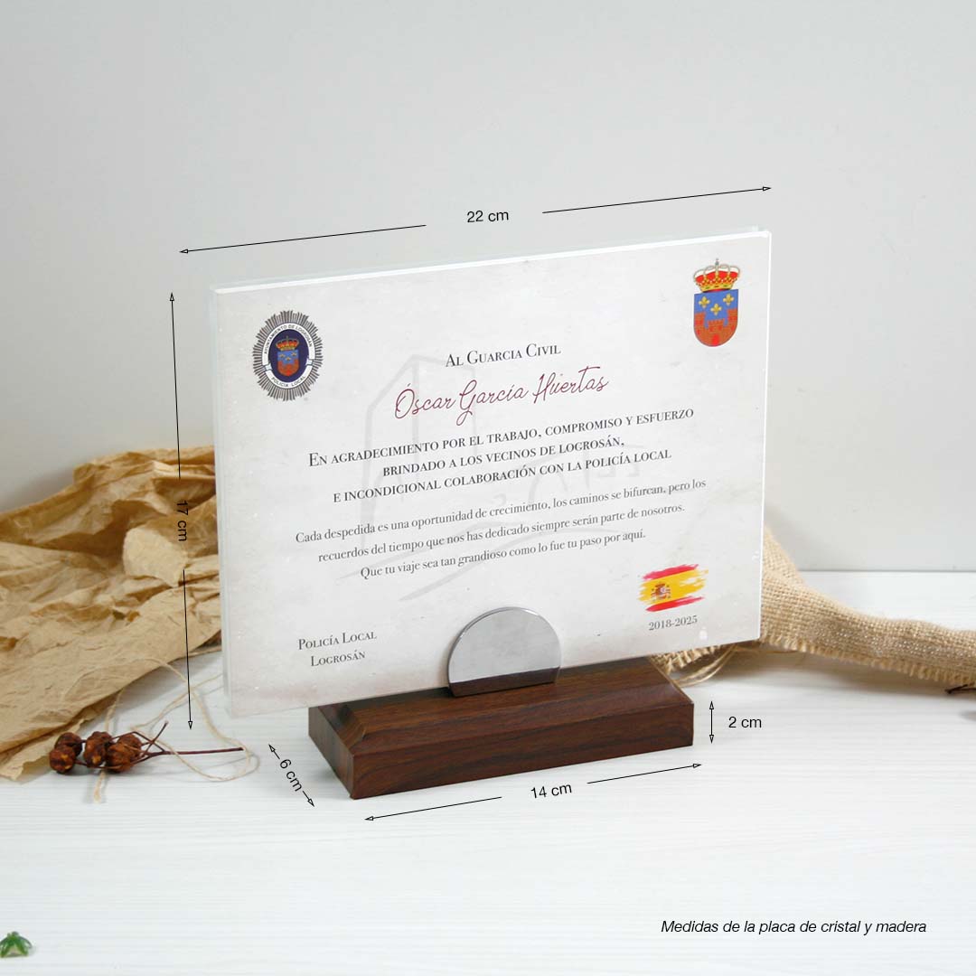 medidas de la placa de cristal personalizada