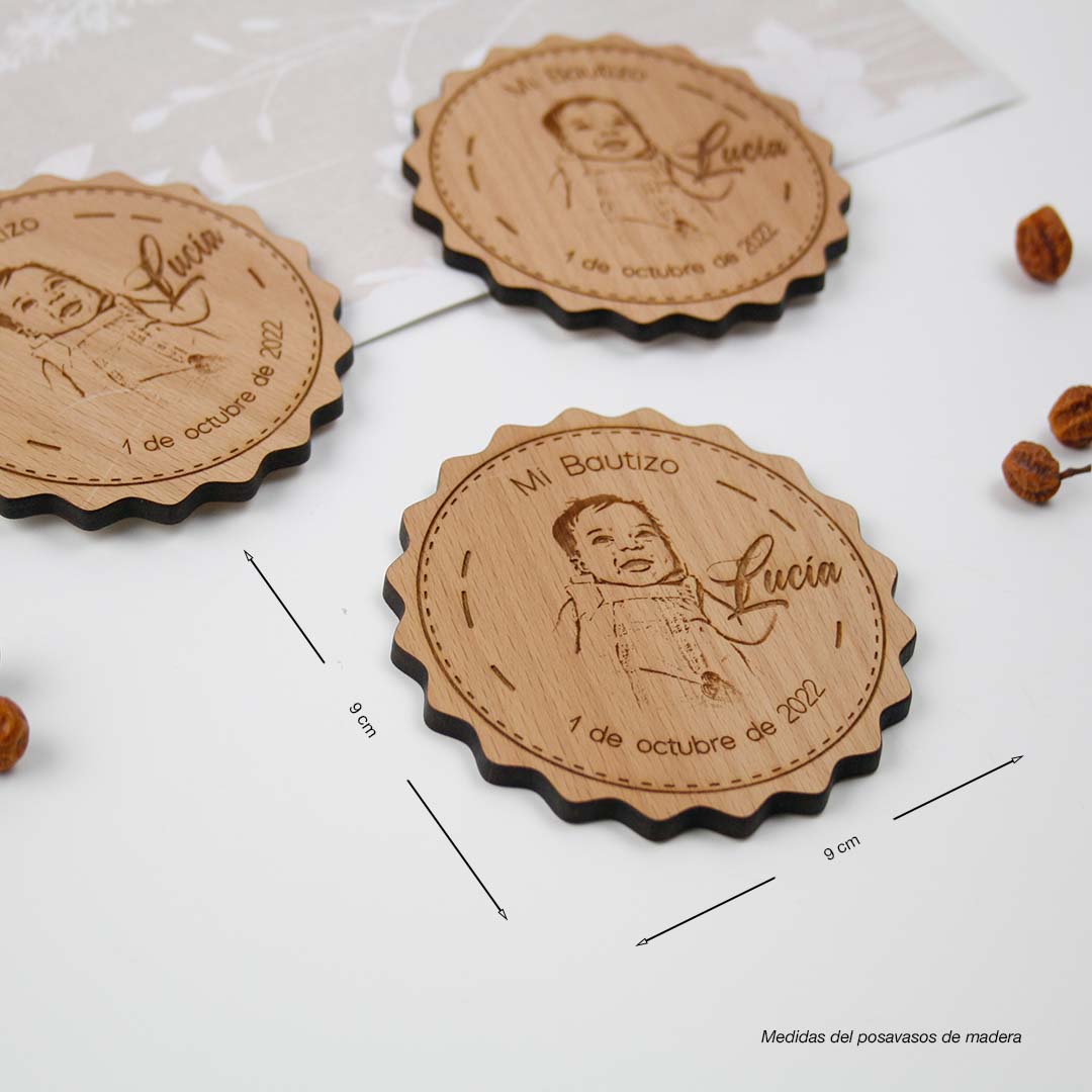medidas de los posavasos de madera personalizados