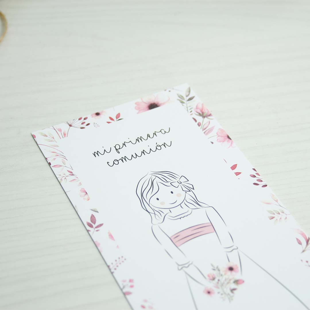 marcapagina para regalar a invitados de comunión de niña