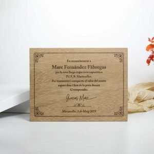 placa de agradecimiento deportivo personalizada