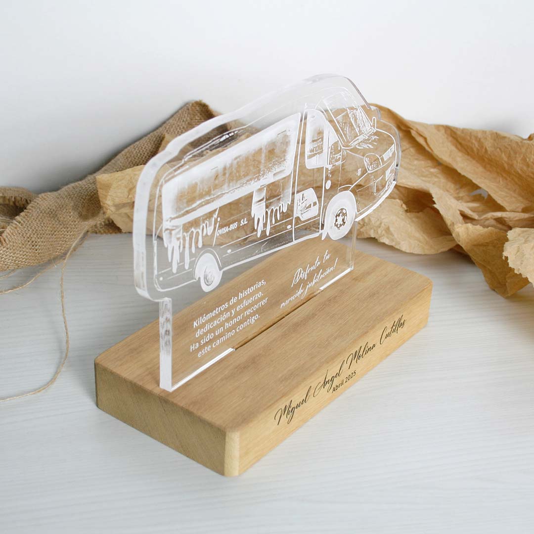 placa conmemorativa personalizada de metacrilato y madera