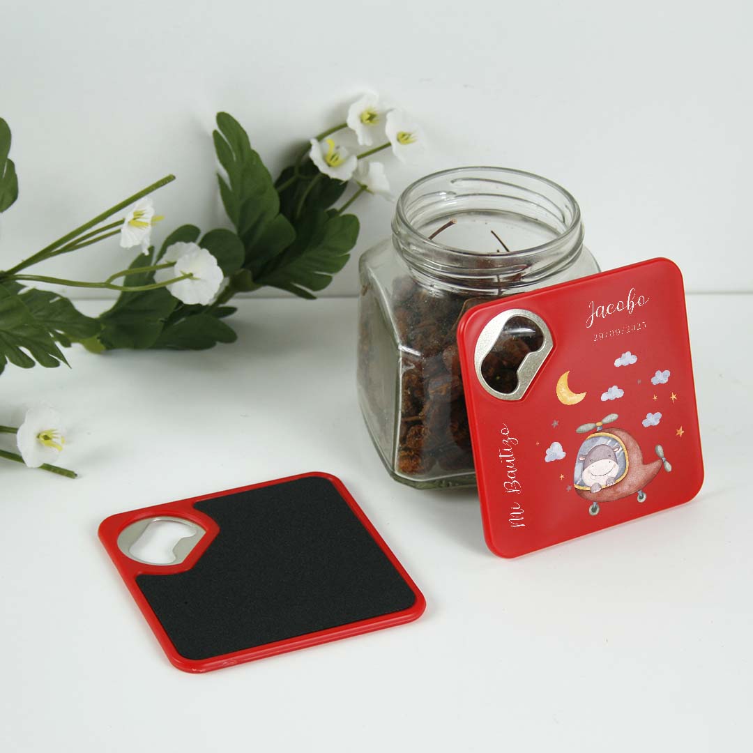 posavasos con abridor bautizo