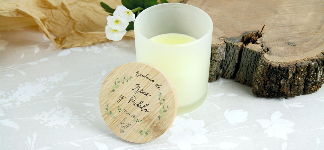 velas personalizadas con nombre para regalar a invitados de bautizo