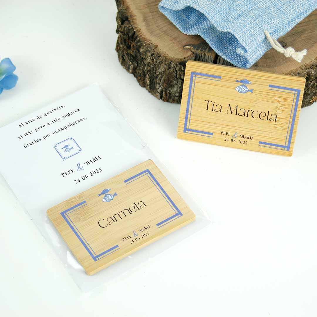 detalles de boda de madera con imán marcasitios originales y baratos
