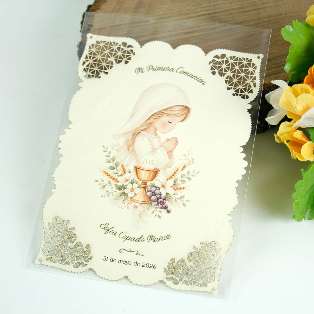 estampitas virgen comunión personalizadas